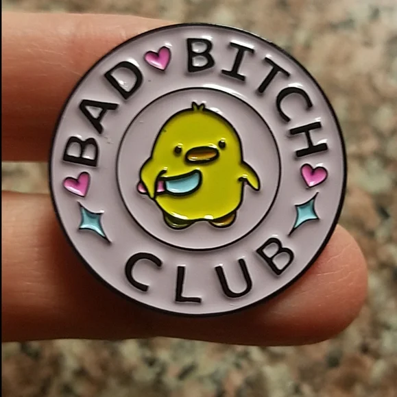 *2 for $13* Bad Chick Club Chick w/ Knife Round Enamel Pin - Picture 3 of 3